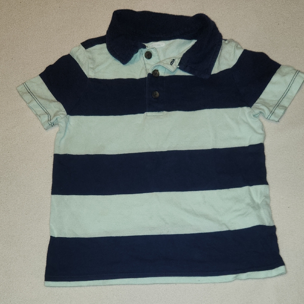 Old Navy Striped Kids Polo Shirt - Navy and Light Blue